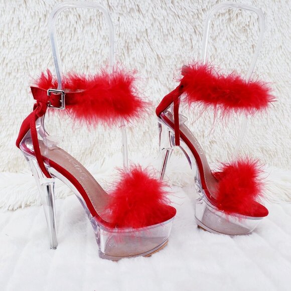 Marabou Feather Platform Shoes Sandals - Picture 11 of 15